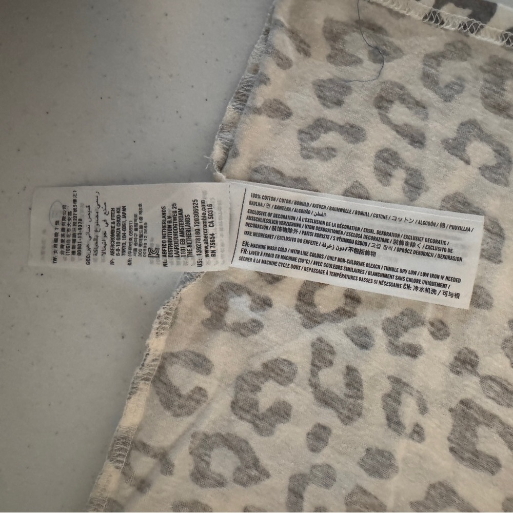 Abercrombie & Fitch Gray Leopard Print Tee with Striped Neckline - Picture 14 of 14